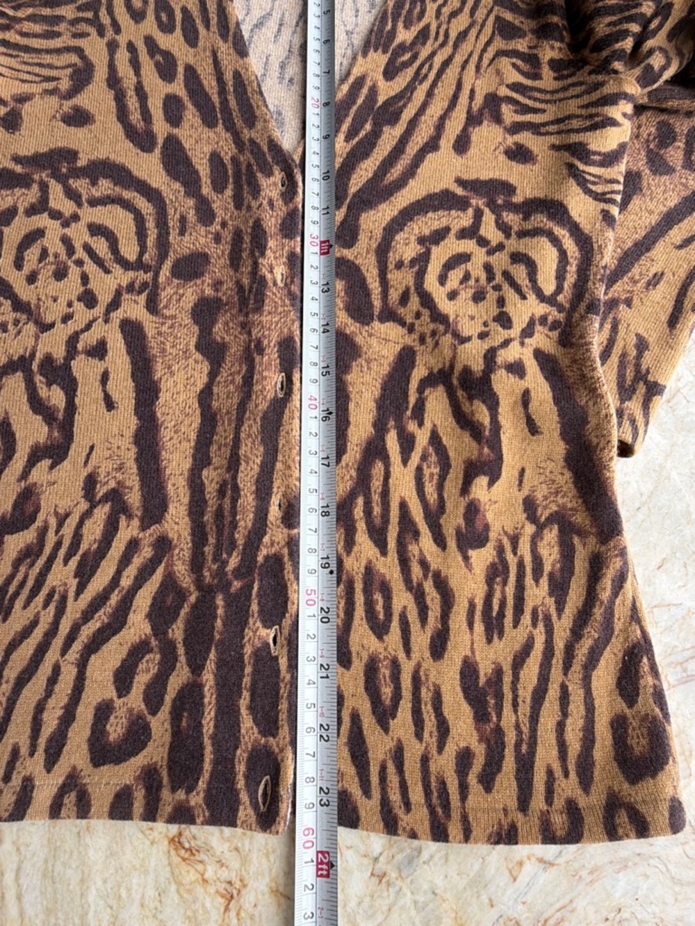 CLOSING CLOSET neiman Marcus Brown and Tan Leopard Print Cardigan - Picture 9 of 12